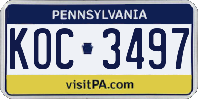 PA license plate KOC3497