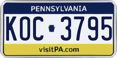 PA license plate KOC3795