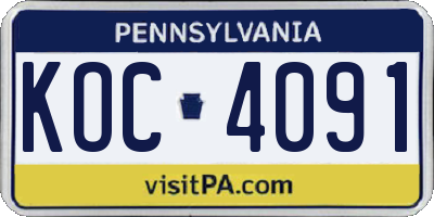 PA license plate KOC4091