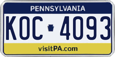 PA license plate KOC4093