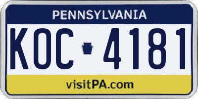 PA license plate KOC4181