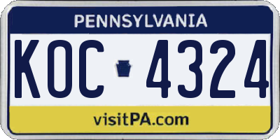 PA license plate KOC4324