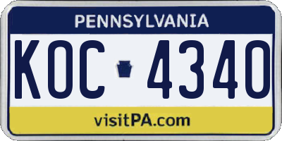 PA license plate KOC4340