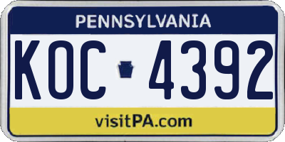 PA license plate KOC4392