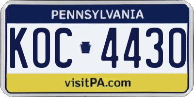PA license plate KOC4430