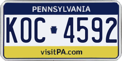 PA license plate KOC4592