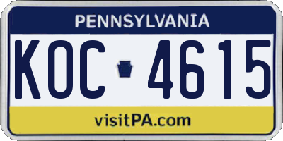 PA license plate KOC4615