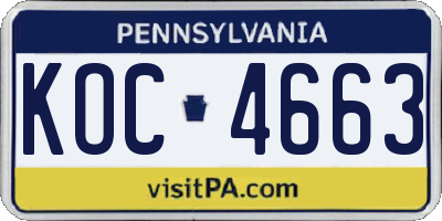 PA license plate KOC4663
