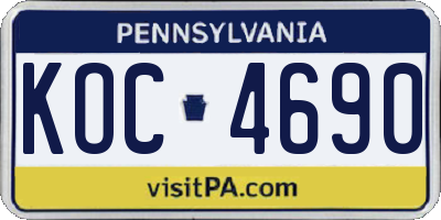 PA license plate KOC4690