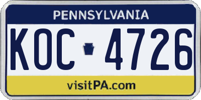 PA license plate KOC4726