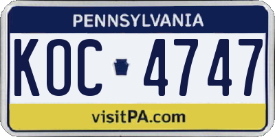 PA license plate KOC4747