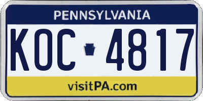 PA license plate KOC4817