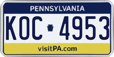 PA license plate KOC4953