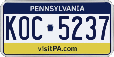 PA license plate KOC5237