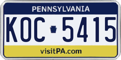 PA license plate KOC5415