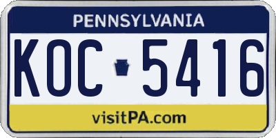 PA license plate KOC5416