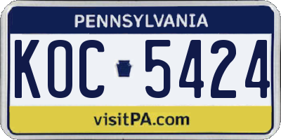 PA license plate KOC5424