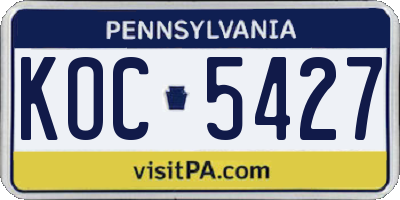 PA license plate KOC5427