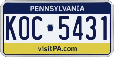 PA license plate KOC5431