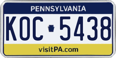 PA license plate KOC5438
