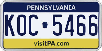 PA license plate KOC5466