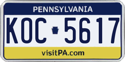 PA license plate KOC5617