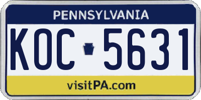 PA license plate KOC5631