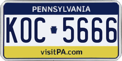 PA license plate KOC5666