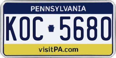 PA license plate KOC5680