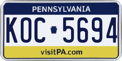 PA license plate KOC5694