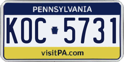 PA license plate KOC5731