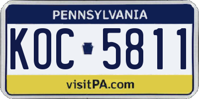 PA license plate KOC5811