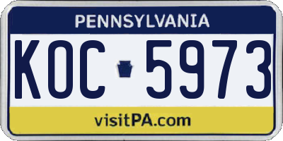 PA license plate KOC5973
