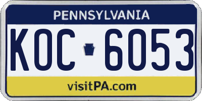 PA license plate KOC6053
