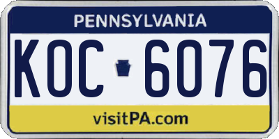 PA license plate KOC6076