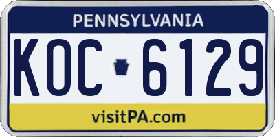 PA license plate KOC6129
