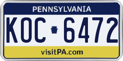 PA license plate KOC6472