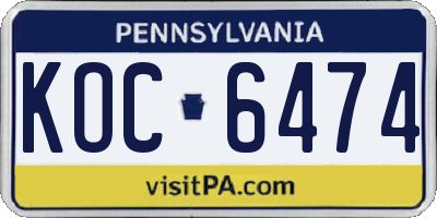 PA license plate KOC6474