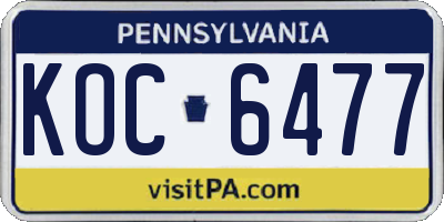 PA license plate KOC6477