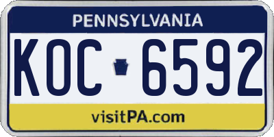 PA license plate KOC6592