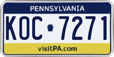 PA license plate KOC7271