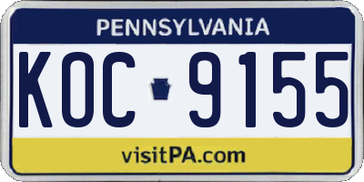PA license plate KOC9155