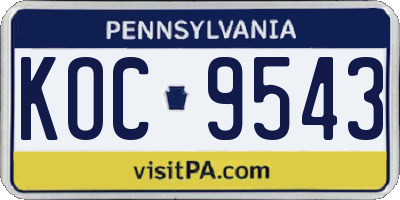 PA license plate KOC9543