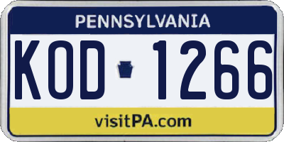 PA license plate KOD1266