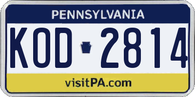 PA license plate KOD2814