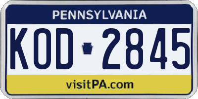PA license plate KOD2845