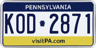 PA license plate KOD2871