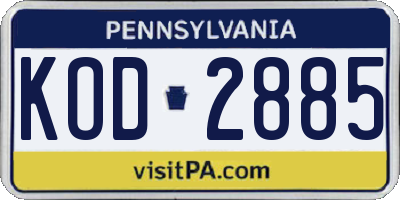 PA license plate KOD2885