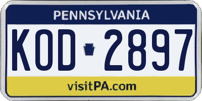 PA license plate KOD2897