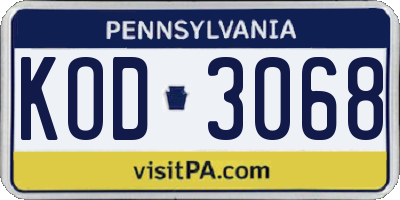 PA license plate KOD3068